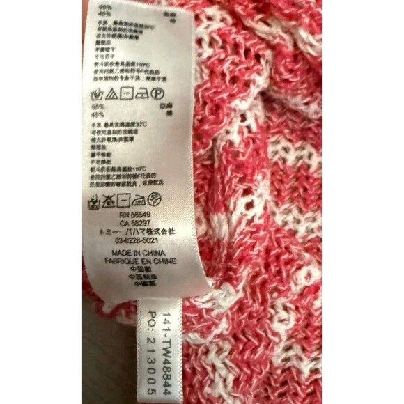 Tommy Bahama Women's S Shift Tunic Top Pink Linen Blend Casual Linen Stripe 196 - Picture 6 of 8